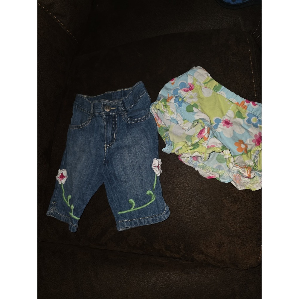 Gymboree rainbow cabana floral jean capris and shorts size 12 18 months